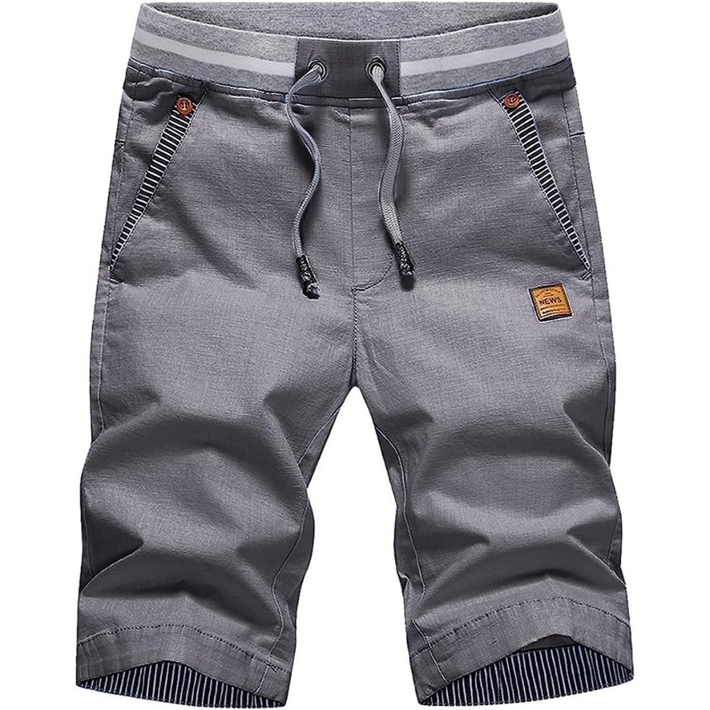 Casual Classic Fit Drawstring Summer Beach Shorts with Elastic Waist and Pockets